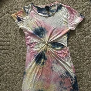 Tie dye mini dress with front slits